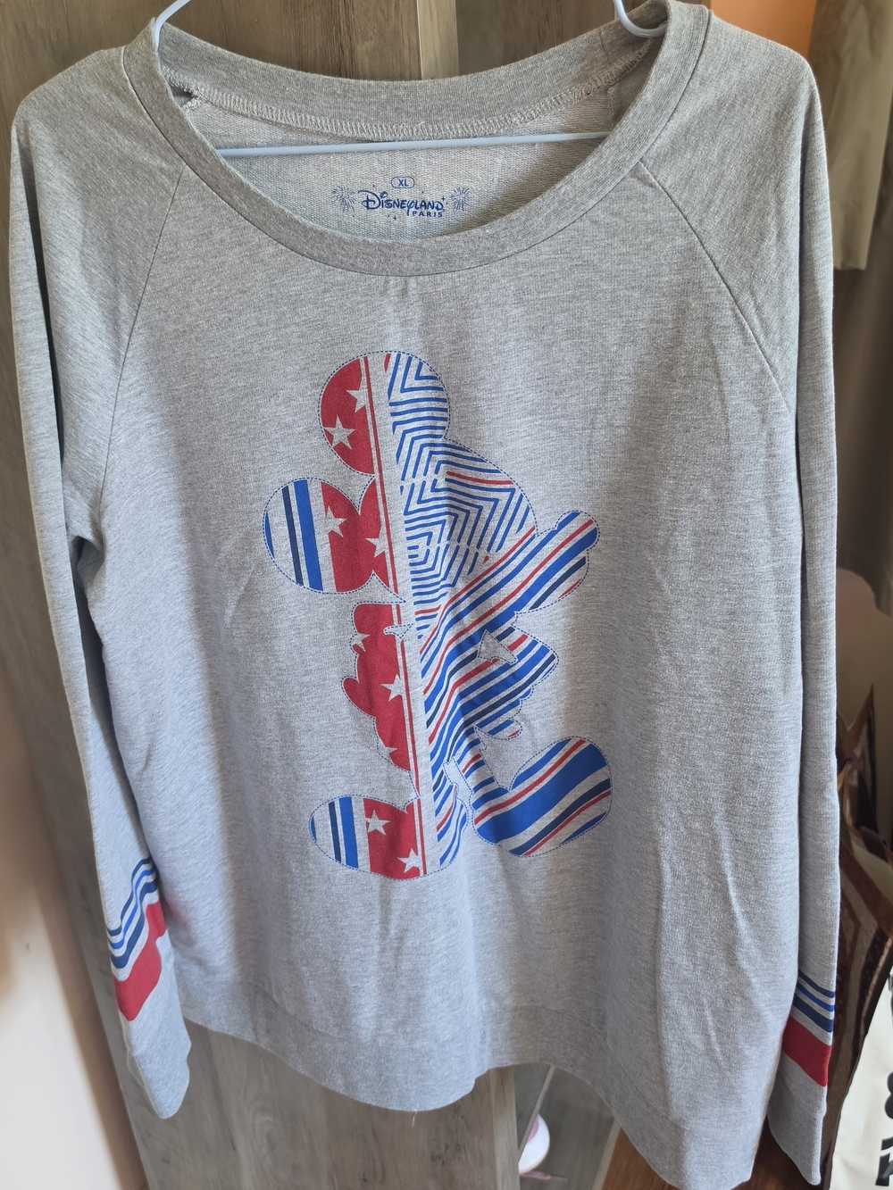 Disneyland Paris Women's Gray Long-Sleeve Mickey Graphic Tee - Red & Blue